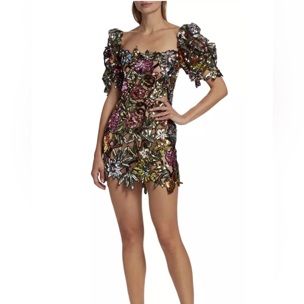 NWT Oscar de la Renta PreSpring 2023 Sequin Embroidered Floral Dress